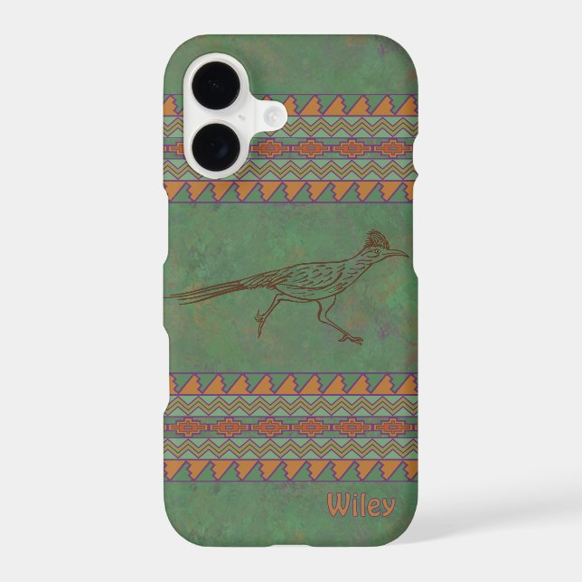 Southwest Roadrunner Green Geometric Personalized (Back)