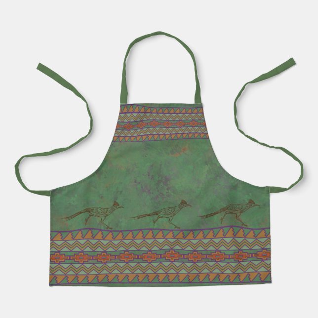 Southwest Roadrunner Sagebrush Green Apron (Front)