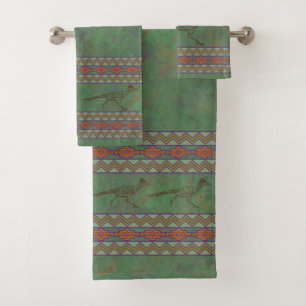 Southwest Roadrunner Sagebrush Green Bath Towel Set