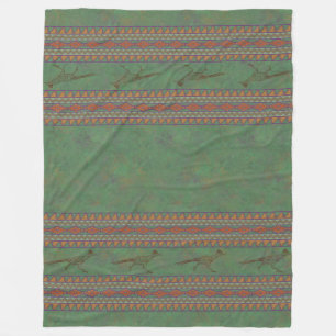 Southwest Roadrunner Sagebrush Green Fleece Blanket