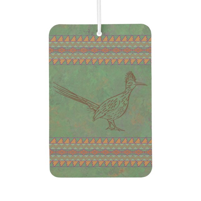Southwest Roadrunner Sagebrush Green Geometric Air Freshener (Front)