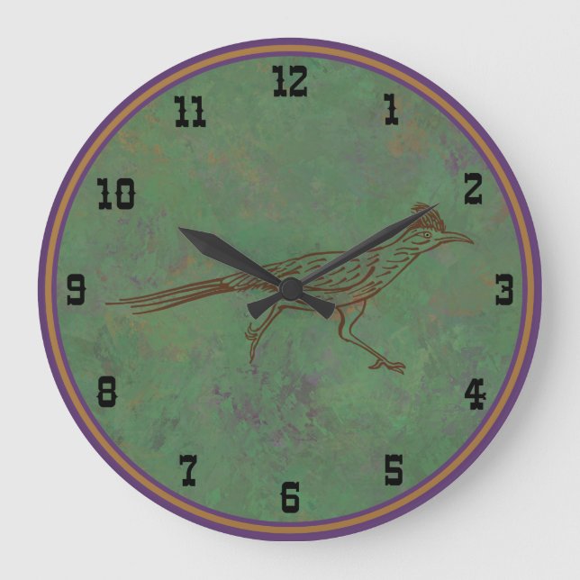 Southwest Roadrunner Sagebrush Green Large Clock (Front)
