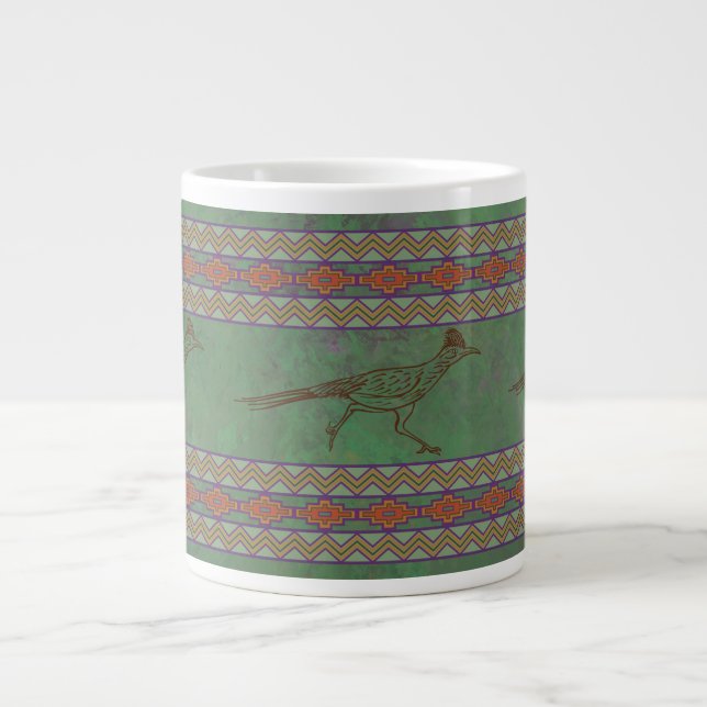 Southwest Roadrunner Sagebrush Green Large Coffee Mug (Front)