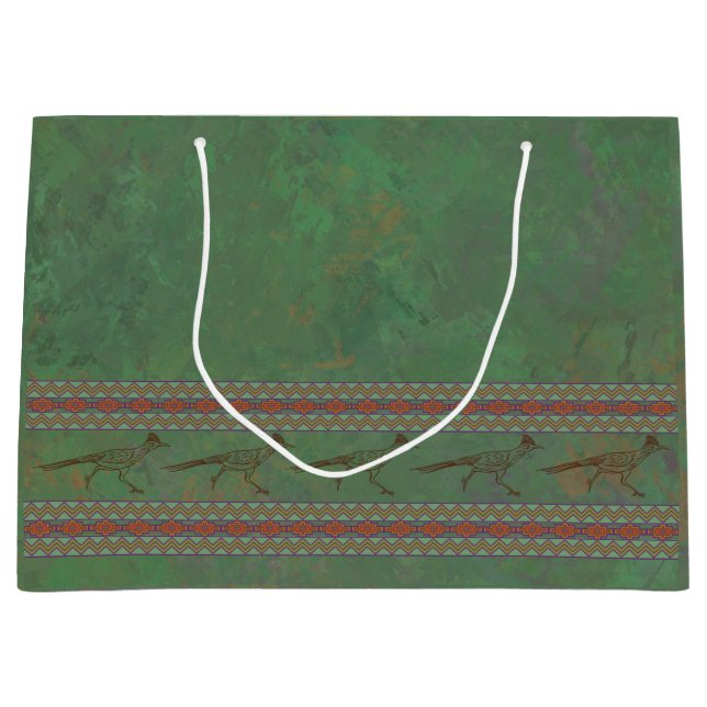 Southwest Roadrunner Sagebrush Green Large Gift Bag (Front)