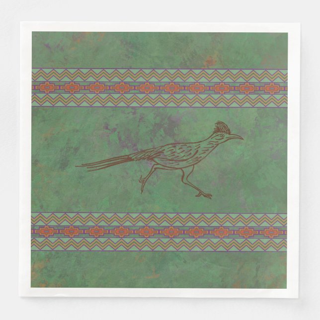 Southwest Roadrunner Sagebrush Green Napkin (Front)