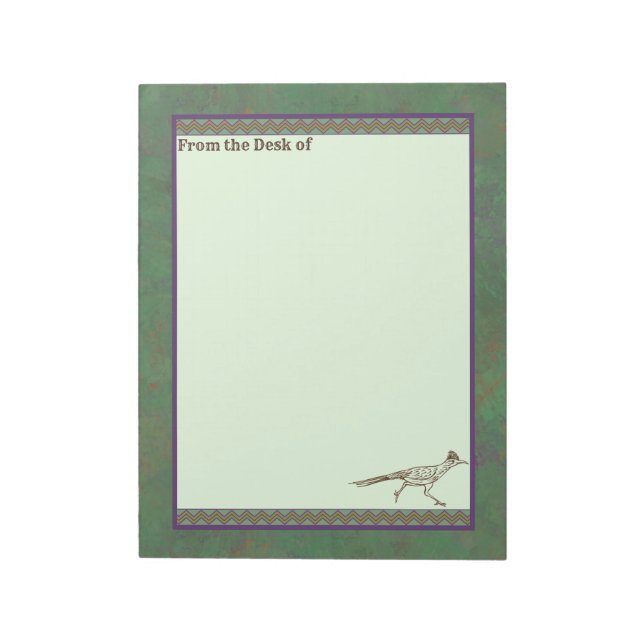 Southwest Roadrunner Sagebrush Green Notepad (Rotated)