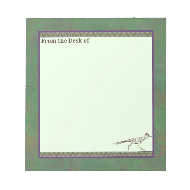 Southwest Roadrunner Sagebrush Green Notepad (Front)