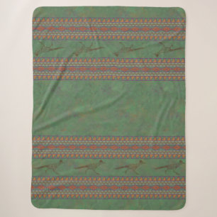 Southwest Roadrunner Sagebrush Green Sherpa Blanket