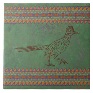 Southwest Roadrunner Sagebrush Green Tile