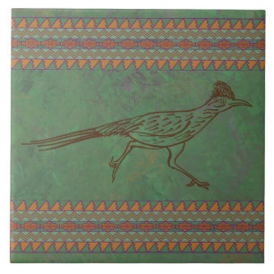 Southwest Roadrunner Sagebrush Green Tile