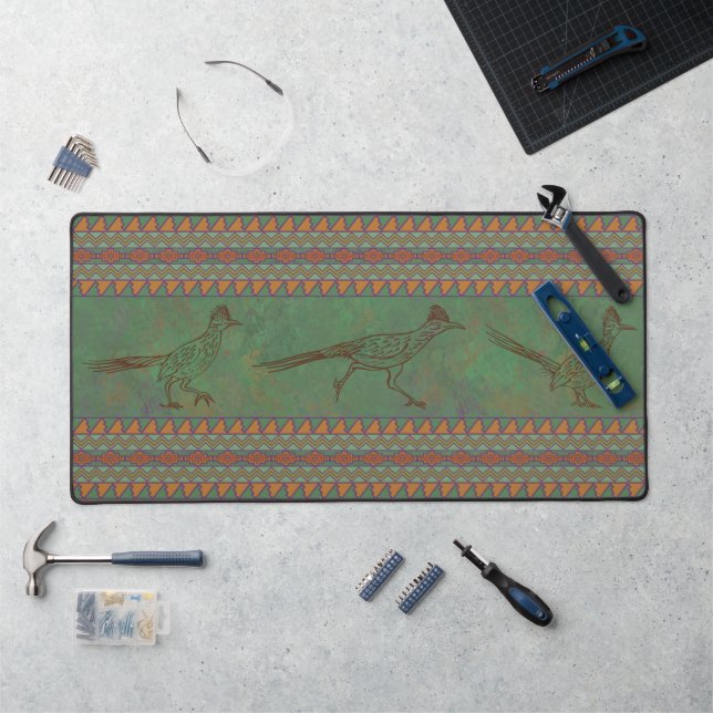 Southwest Roadrunners Geometric Sagebrush Green Desk Mat (Workstation)