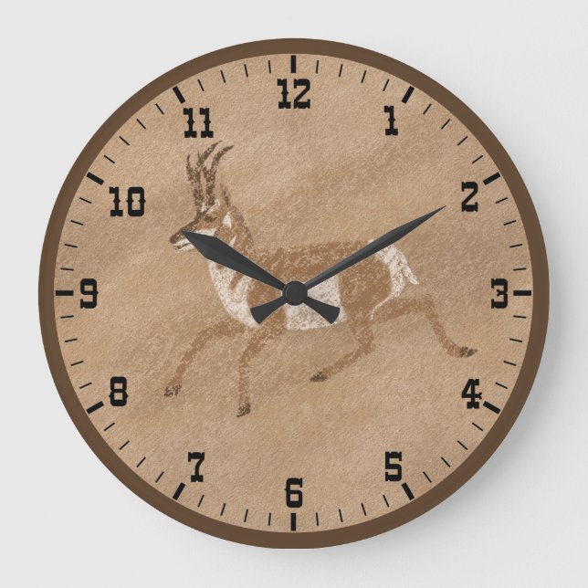 Southwest Running Pronghorn Antelope Old West Large Clock (Front)