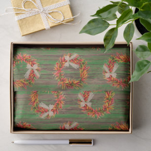 Southwest Rustic Chile Pepper Wreaths Wood Pattern Tissue Paper