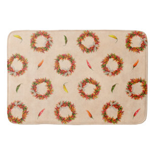 Southwest Rustic Chile Peppers Wreaths Bath Mat