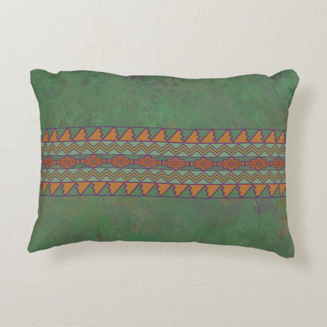 Southwest Sagebrush Green Geometric Design  Accent Accent Pillow (Back)