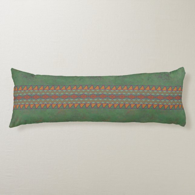 Southwest Sagebrush Green Geometric Design Body Pillow (Front)