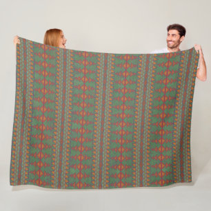 Southwest Sagebrush Green Geometric Design Fleece Blanket