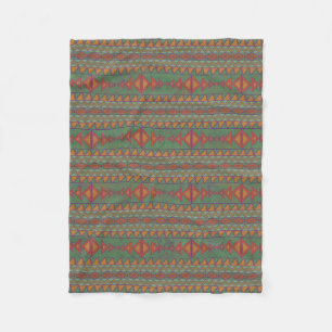 Southwest Sagebrush Green Geometric Design Fleece Blanket