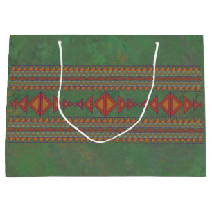 Southwest Sagebrush Green Geometric Design Large Gift Bag