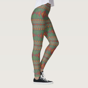 Southwest Sagebrush Green Geometric Design Legging