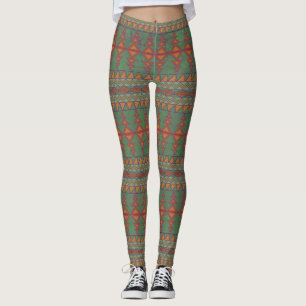 Southwest Sagebrush Green Geometric Design Leggings