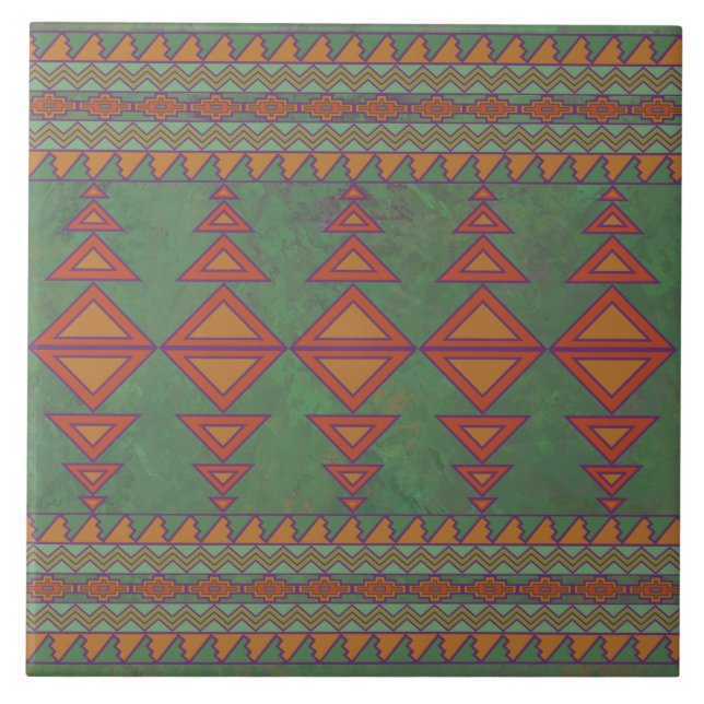 Southwest Sagebrush Green Geometric Design Tile (Front)