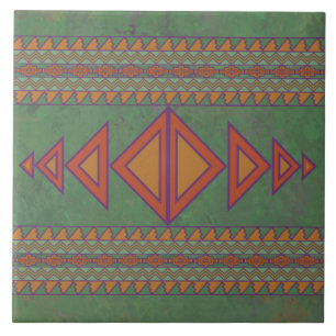 Southwest Sagebrush Green Geometric Design  Tile