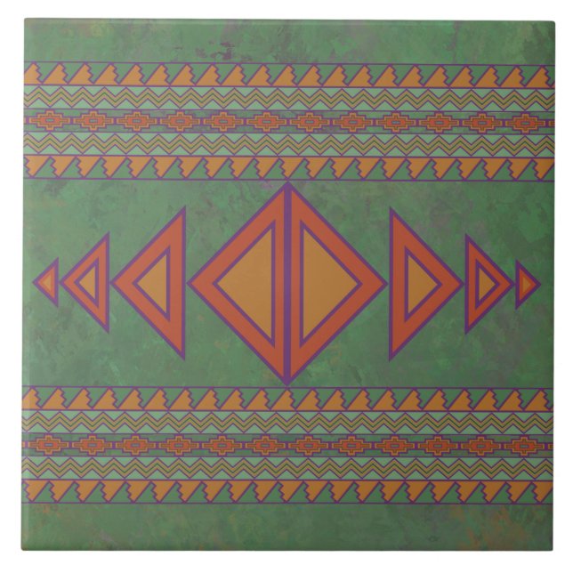Southwest Sagebrush Green Geometric Design  Tile (Front)