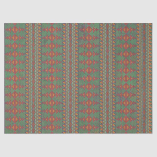 Southwest Sagebrush Green Geometric Design Tissue Paper (Front)