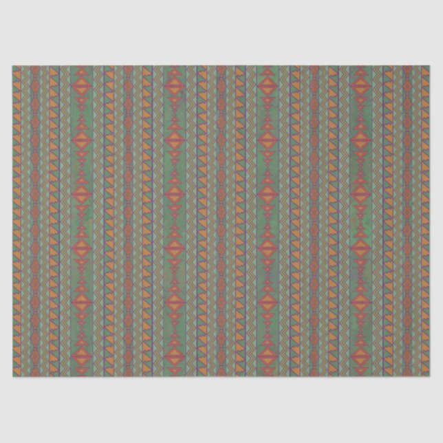 Southwest Sagebrush Green Geometric Design Tissue  Tissue Paper (Front)