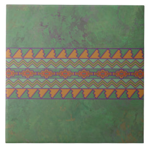Southwest Sagebrush Green Geometric Pattern Tile