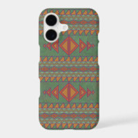Southwest Sagebrush Green Orange Geometric Design 