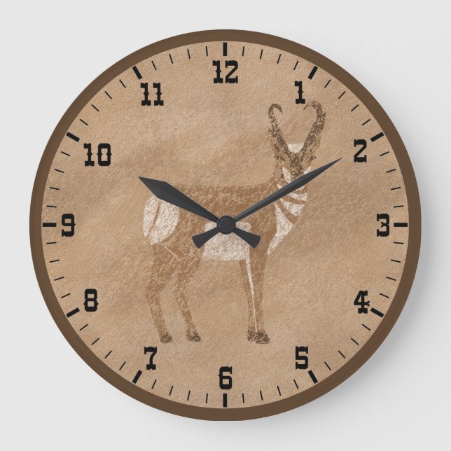 Southwest Standing Pronghorn Antelope Old West Large Clock (Front)