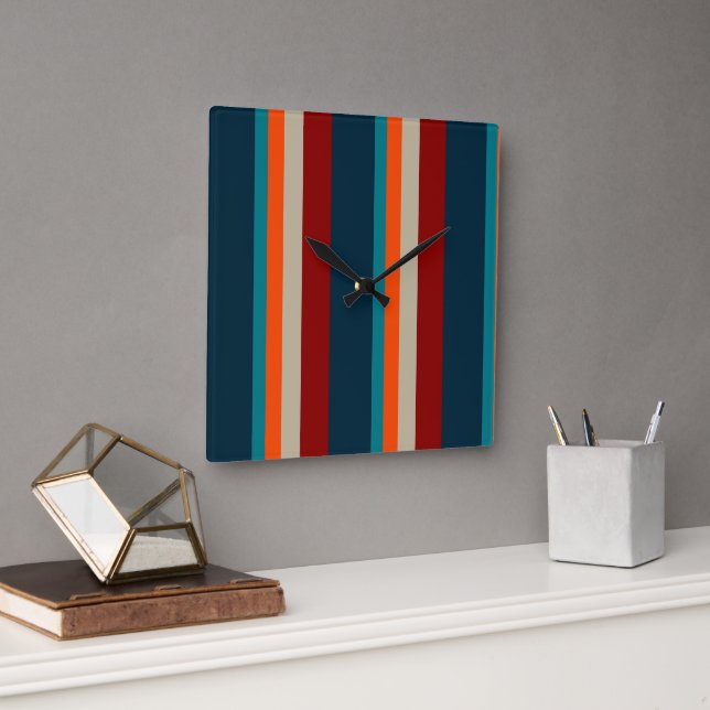 Southwest Stripes 17 Square Wall Clock (Office)