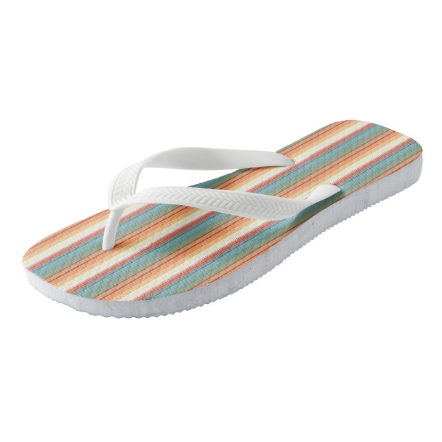 Southwest Stripes Muted Colour Flip Flops (Angled)
