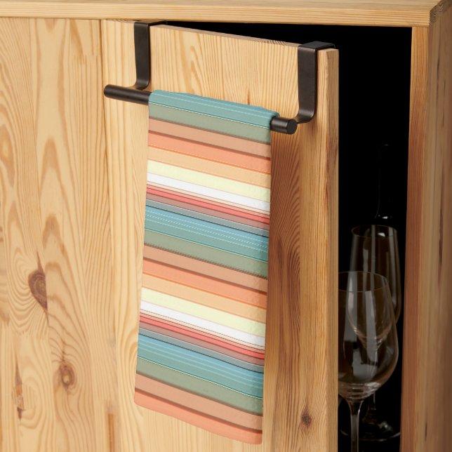 Southwest Stripes Muted Colour Kitchen Towel (Thirds Fold)