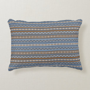 Southwest Style Blue and Brown Geometric Pattern Accent Pillow