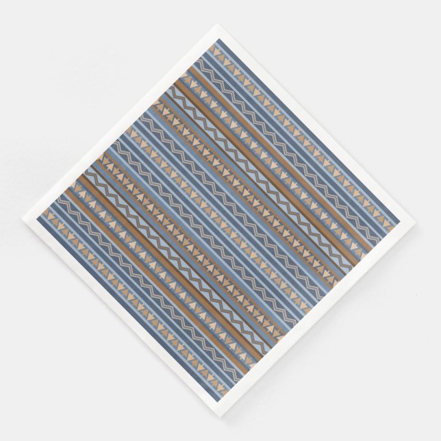 Southwest Style Blue and Brown Geometric Pattern Napkin (Corner)