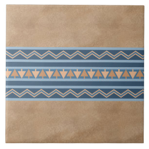 Southwest Style Blue and Brown Geometric Pattern Tile