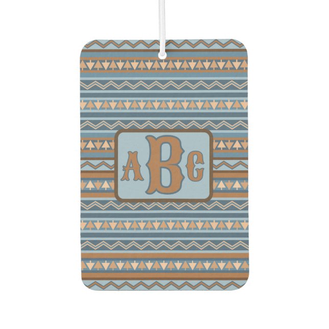 Southwest Style Blue Brown Geometric Personalized Air Freshener (Front)