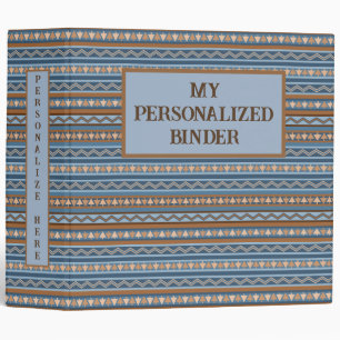 Southwest Style Blue Brown Geometric Personalized Binder