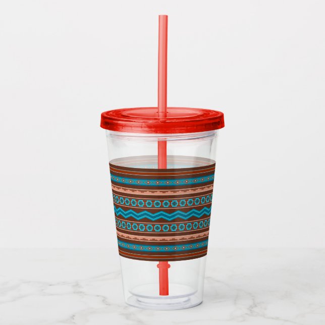 Southwest Style Geometric Cameron Gorge Design Acrylic Tumbler (Front)