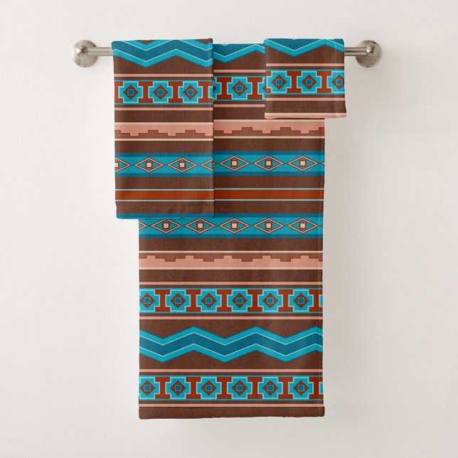 Southwest Style Geometric Cameron Gorge Design Bath Towel Set (Insitu)