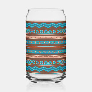 Southwest Style Geometric Cameron Gorge Design Can Glass