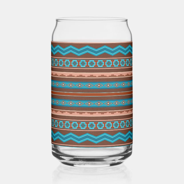 Southwest Style Geometric Cameron Gorge Design Can Glass (Front)