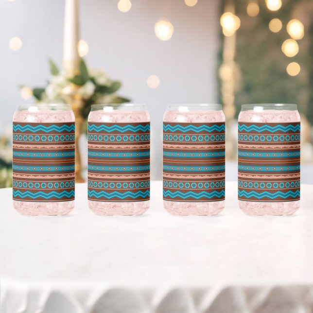 Southwest Style Geometric Cameron Gorge Design Can Glass (Insitu (Wedding))