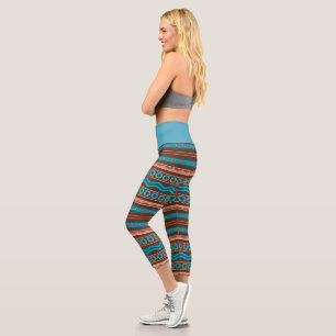 Southwest Style Geometric Cameron Gorge Design Capri Leggings