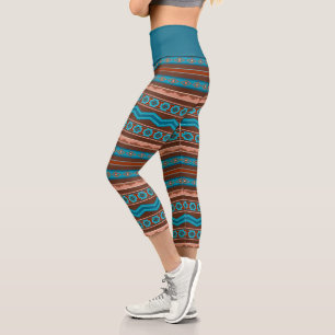 Southwest Style Geometric Cameron Gorge Design Capri Leggings