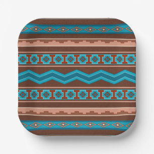 Southwest Style Geometric Cameron Gorge Design Paper Plate
