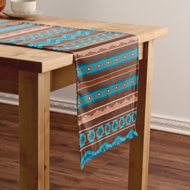 Southwest Style Geometric Cameron Gorge Design  Short Table Runner (In Situ)